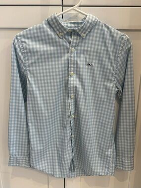 Vineyard Vines Boy’s Light Blue Gingham Button-Down Shirt